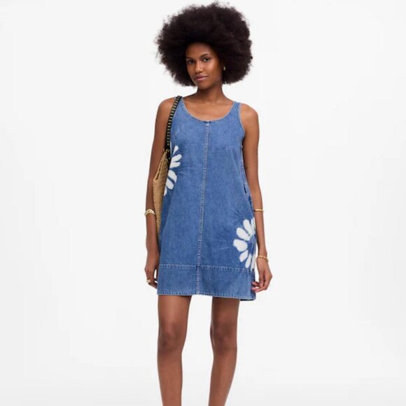 Madewell Dresses & Skirts - Madewell Tie-Dye Daisy Denim Shift Dress – Size Large